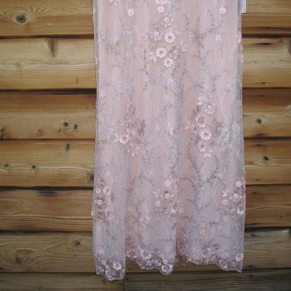 MAC DUGGAL 68810 Pink Flutter Sleeve Floral Embroidered Net Gown Dress - Picture 9 of 13